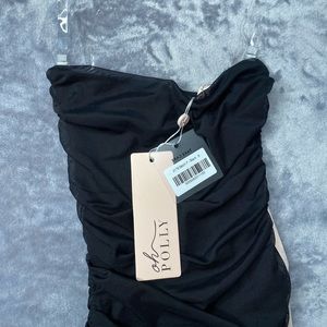 Oh Polly Mesh Ruched Bodycon Mini Dress